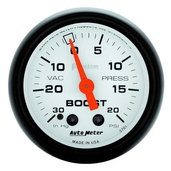 AutoMeter 5701 Phantom Mechanical Boost/Vacuum Gauge, 2-1/16 Inch