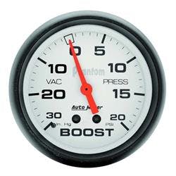 AutoMeter 5801 Phantom Mechanical Boost/Vacuum Gauge, 2-5/8 Inch