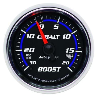 AutoMeter 6107 Cobalt Mechanical Boost/Vacuum Gauge, 2-1/16 Inch