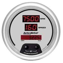 AutoMeter 6587 Tach/Speedo Gauge 3 3/8 Inch, 260MPH/10KRPM, Silvr
