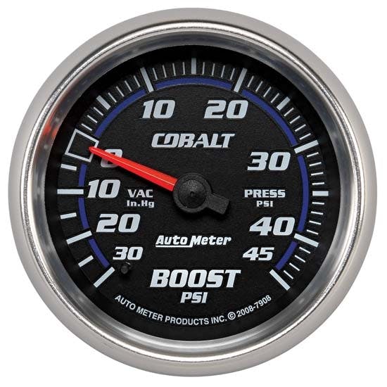 AutoMeter 7908 Cobalt Mechanical Boost/Vacuum Gauge, 2-5/8 Inch