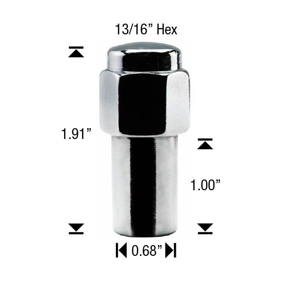 White Knight 8804-BULK Extended Mag Lug Nut, 1/2 Inch