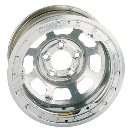 Bassett D-Hole IMCA Approved 15 Inch Wheel, 15x8, 5 on 5, Beadlock, Silver