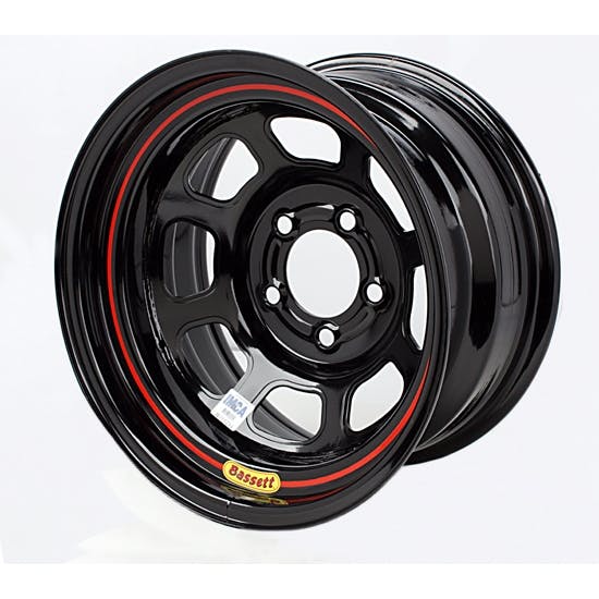 Bassett D-Hole IMCA Approved 15 Inch Wheel, 15x8, 5 on 4-3/4, Black