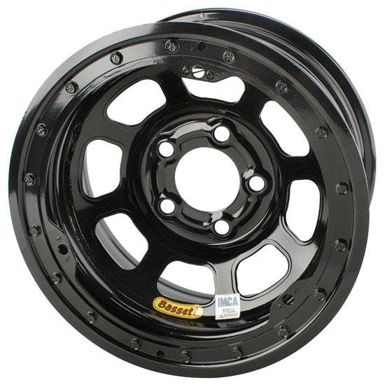 Bassett D-Hole IMCA 15 Inch Wheels, 15 x 8, 5 on 4-3/4, Beadlock, Black