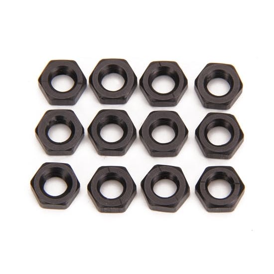 Black Aluminum Jam Nuts, 1/2-20 Thread, 12 Pack