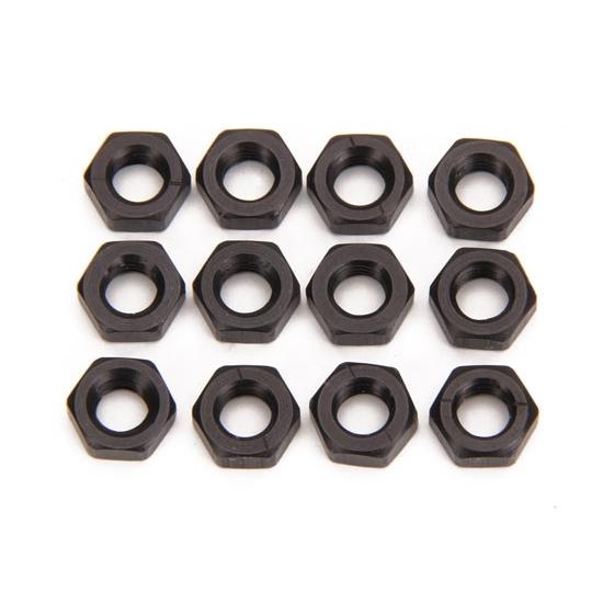 Black Aluminum Jam Nuts, 5/818 Thread, 12 Pack