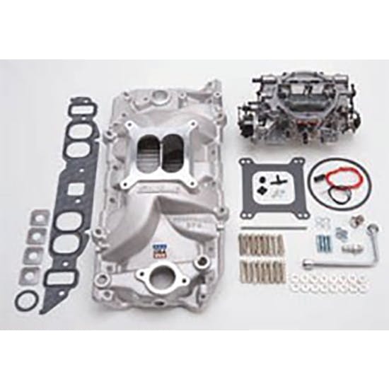 Edelbrock 2063 Single-Quad Intake Manifold/Carburetor Kit, Chevy 