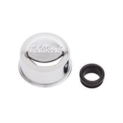 Edelbrock 4405 Oil Breather Cap, Round, Steel, Chrome, Push In 