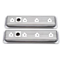 Edelbrock 4446 Signature Series Chrome Valve Cover Set, Chevy 305, 350