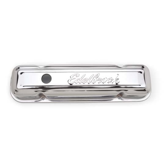Edelbrock 4456 Signature Series Chrome Valve Cover Set, Pontiac V8 