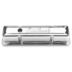 Edelbrock 4649 Signature Series Chrome Valve Cover Set, SB Chevy 