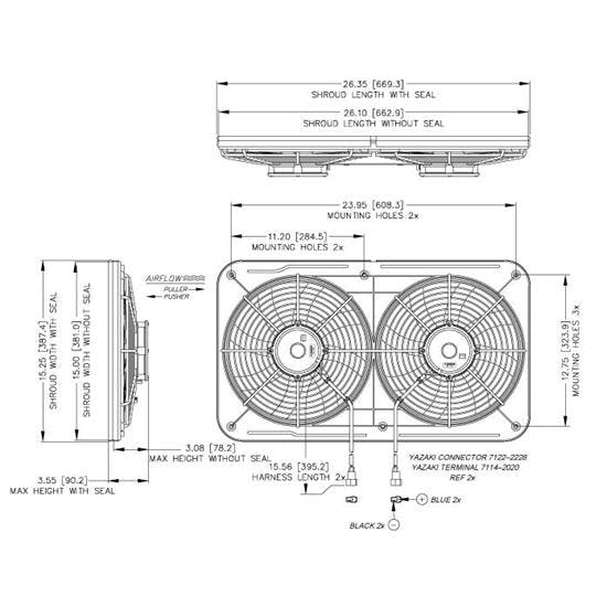 Maradyne MJS26K Reversible "S" Blade Dual Cooling Fan, 12 Inch