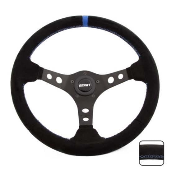 Grant 696 Suede Series Steering Wheel, 13-3/4 Inch, Black/Blue