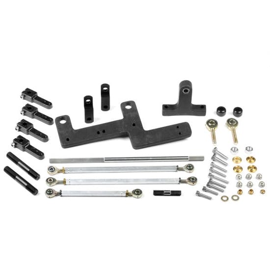 Weiand 7167 Carburetor Linkage with In-Line Mounted 4V Carburetors