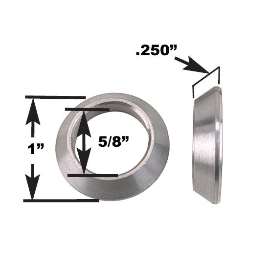 Aluminum Cone Spacers for Rod Ends, 5/8 Inch
