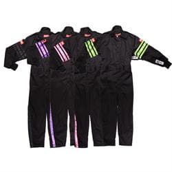RaceQuip Youth 1pc Single-Layer Racing Suit, SFI-1 Black/Stripes