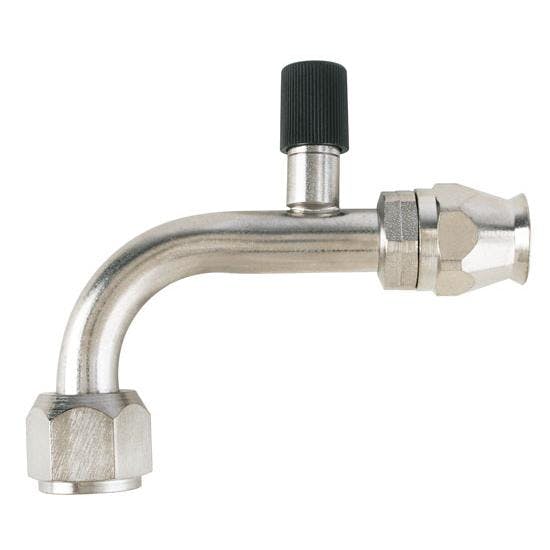 90 Degree Nickel Plated AC Fitting, O-Ring Pilot w/ Port, -10 AN