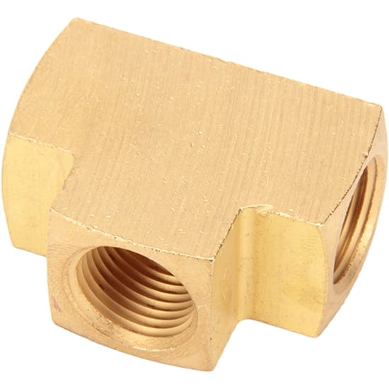 Air Suspension Brass Female Tee Fitting, 3/8 Inch NPT  