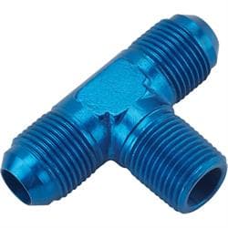 Aluminum Flare to Pipe Tee Adapter Fitting, -10 AN to 1/2 Inch NPT