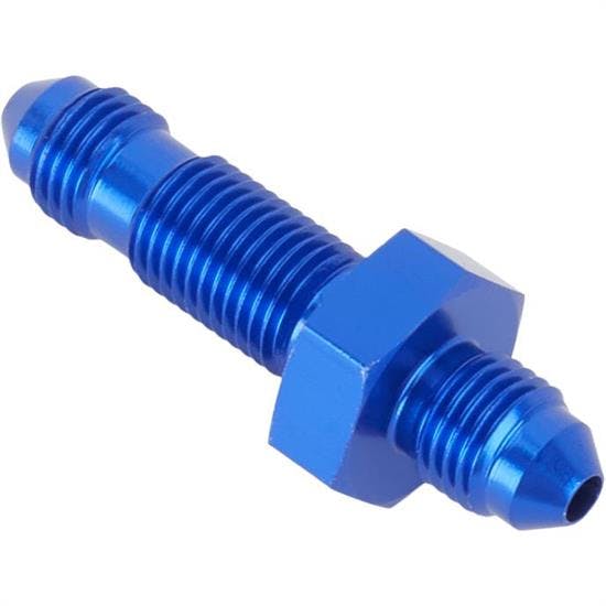 Straight Aluminum Bulkhead Flare Fitting, Blue, -3 AN
