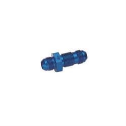 Straight Aluminum Bulkhead Flare Fitting, Blue, -6 AN