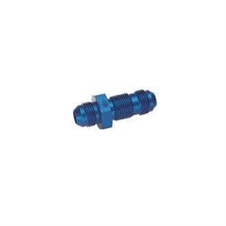 Straight Aluminum Bulkhead Flare Fitting, Blue, -12 AN