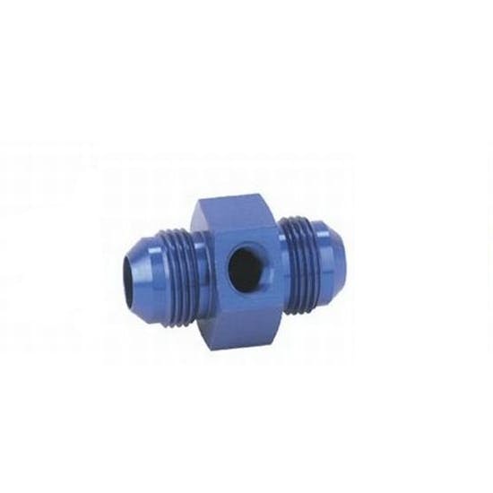 Inline Fuel Pressure Adapter, -8 AN to -8 AN w/ 1/8Inch NPT, Blue