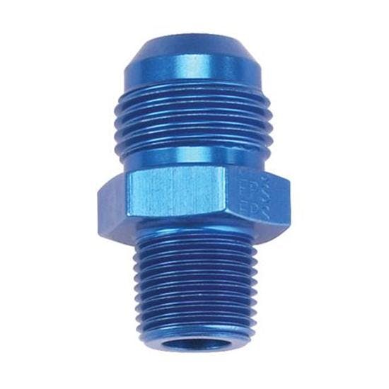 Blue Straight AN10 Flare Adapter to 3/8 Inch Aluminum Pipe Fitting