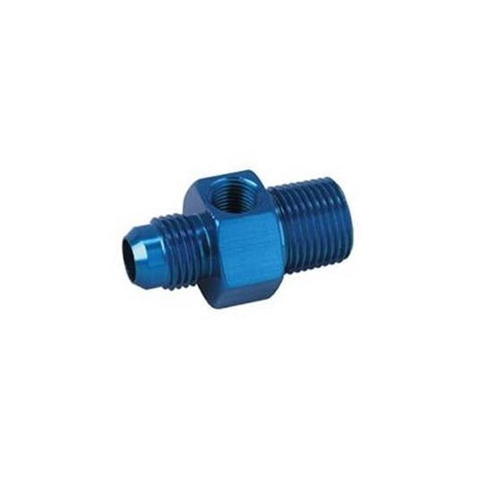 Inline Fuel Pressure Adaptor, AN8 to 3/8 Inch NPT with 1/8 In NPT Port