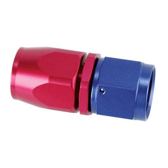 Speedway Full Flow Swivel Hose End Fitting, Straight, Red/Blue, 12 AN