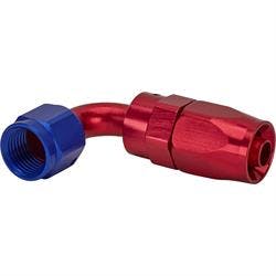 Speedway Full Flow Swivel Hose End Fitting, 90 Degree, Red/Blue, -6 AN