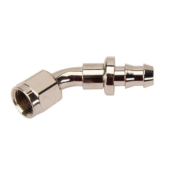 45 Degree Socketless Push-On Hose End, Nickel, -6 AN