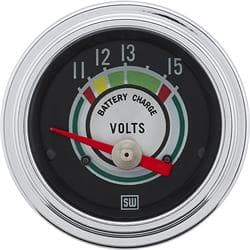 Stewart Warner 375T Green Line Voltmeter Gauge, 2-1/16 Inch