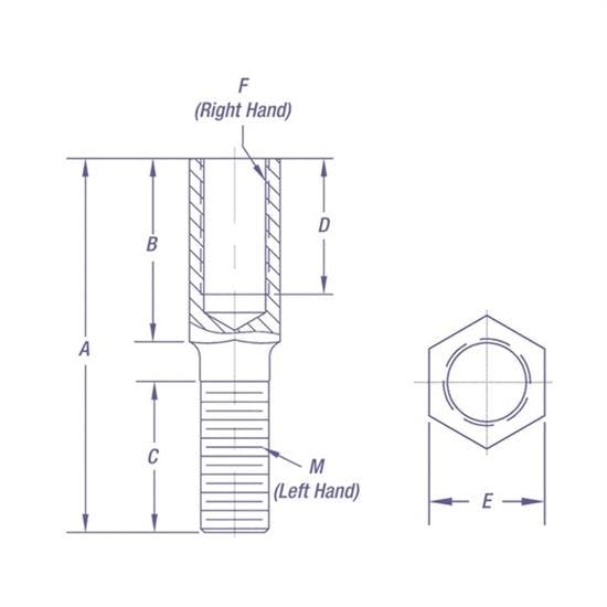 QA1 AA8-8 Rod End Linkage Adjuster, Aluminum, 1/2-20 RH, 1/2-20 LH