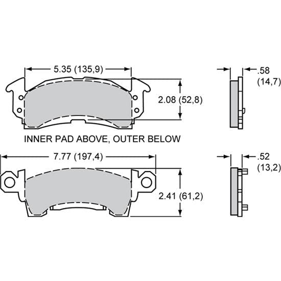 Wilwood 150-8939K D52 PolyMatrix BP-10 Brake Pad Set, GM III