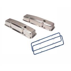 Short Finned Small Block Chevy Valve Covers w/Holes & Gaskets