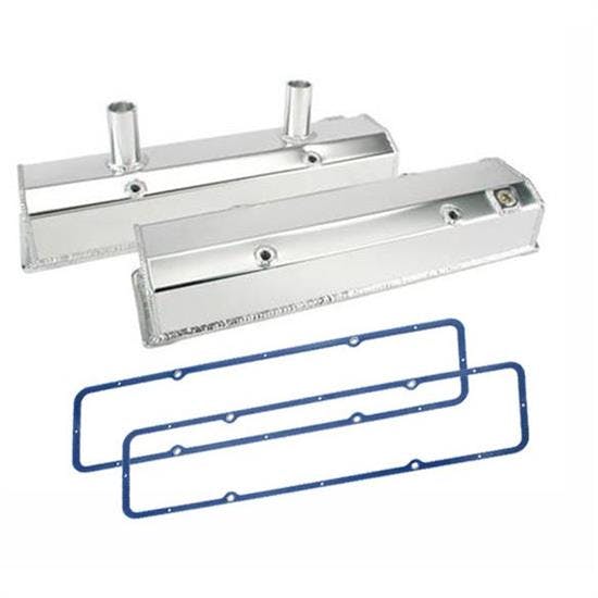Small Block Chevy Fabricated Valve Covers w/Breather & Gaskets