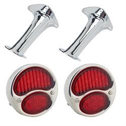 1928-31 Ford Model A LED Tail Lights Stainless, w/Chrome Brackets