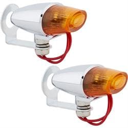 Oval Pony Light, Single Filament Bulb, Amber Lens, Pair