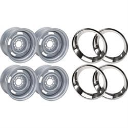 GM Rally Dual Pattern, 4.5"-4.75" Chrome 15x8 w/Beauty Rings