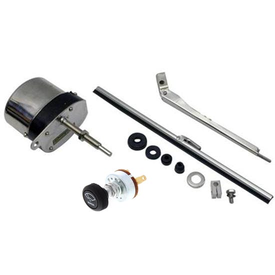 Stainless 12 Volt Electric Windshield Wiper Motor & Single Switch