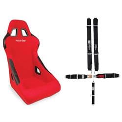 Procar 80-1790-64 Pro-sport Red Velour Seat & 5 Point Harness