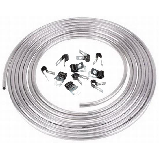Speedway 3/8 OD Aluminum Hard Fuel Line/ Tubing & Line Clamps