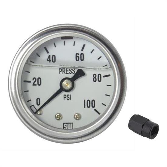 Fuel Pressure Gauge and LS Fuel Pressure Adapter, 100 psi, White