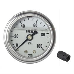Fuel Pressure Gauge and LS Fuel Pressure Adapter, 100 psi, White