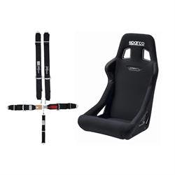 Sparco 2019 Large Sprint Seat w/5 Point Harness Seat Belt Combo