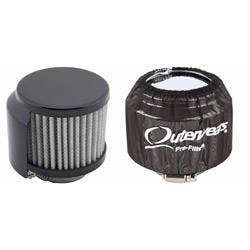 Black Valve Cover Shielded Breather, 1-1/2 Inch w/Outerwear