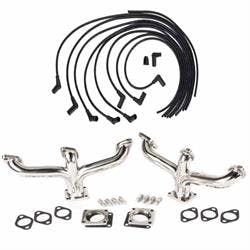 Flathead Ford V8 Center Dump Headers & Spark Plugs Wire Set