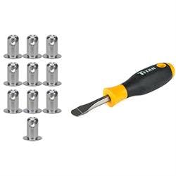 Aluminum Oval Head Quarter Turn Fasteners and Tool, .500 In Grip